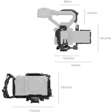 SmallRig 5658 - zestaw Pro, klatka do Canon EOS C50 (+ akcesoria) - wymiary